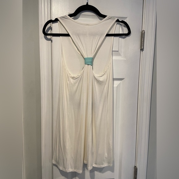 Rachel Kate Size L Cream Aqua Blue Racerback Flowy A Line Tank Top Anchor Print - Picture 6 of 10